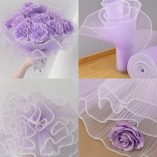Pearl Mesh For Bouquets - Purple (3.5 meters)