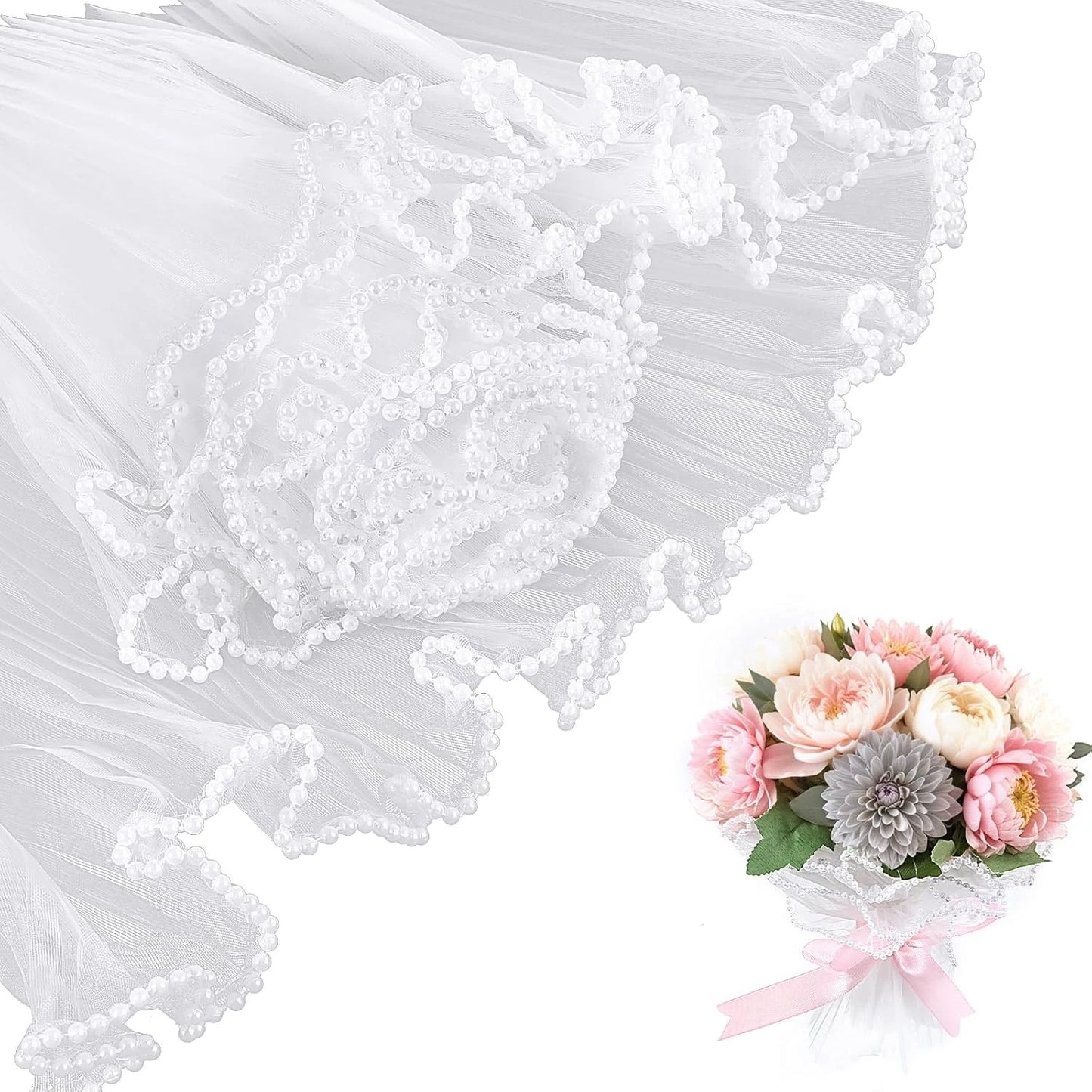 Pearl Mesh For Bouquets - White (3.5 meters)