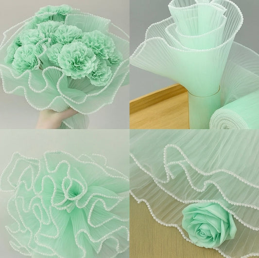 Pearl Mesh For Bouquets - Mint (3.5 meters)