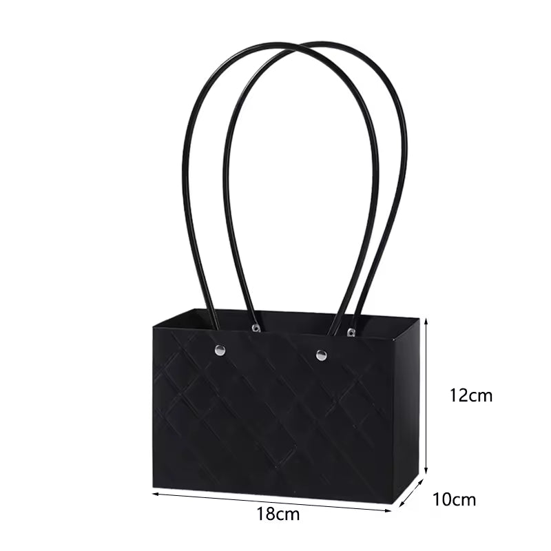 Black Waterproof Embossed Floral Gift Bag (Pack of 5)