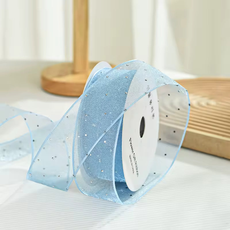 Rhinestone Organza Ribbon - Blue (9MTR)