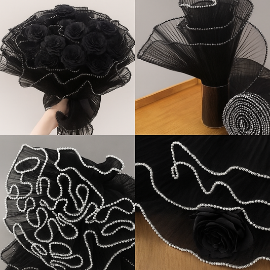 Pearl Mesh For Bouquets - Black (3.5 meters)