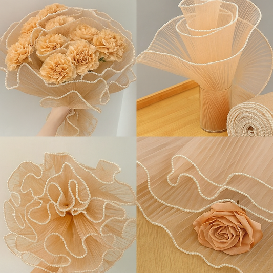 Pearl Mesh For Bouquets - Tan (3.5 meters)