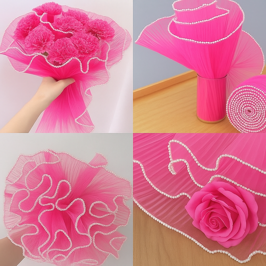 Pearl Mesh For Bouquets - Pink (3.5 meters)