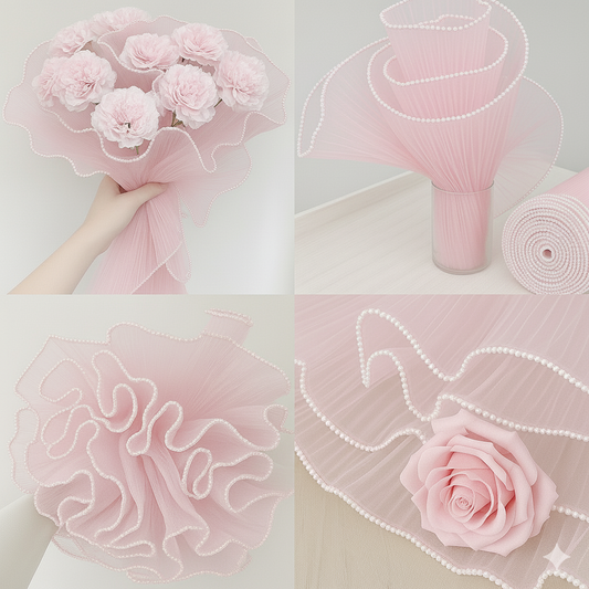 Pearl Mesh For Bouquets - Pink (3.5 meters)