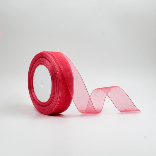 Organza Ribbon - Crimson  (1 inch)