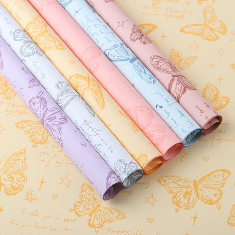 Grey Butterfly Bouquet Wrapping sheet - (20 Sheets) - Prismribbons