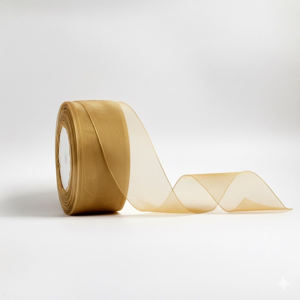 Organza Ribbon - Gold (1.5 inch) - Prismribbons