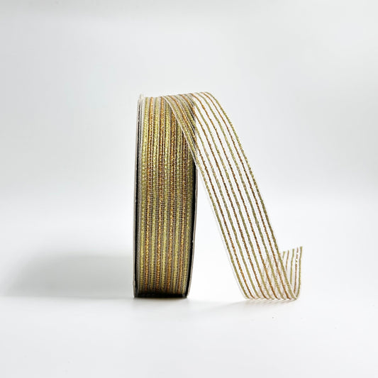 Metallic Striped Ribbon - Gold