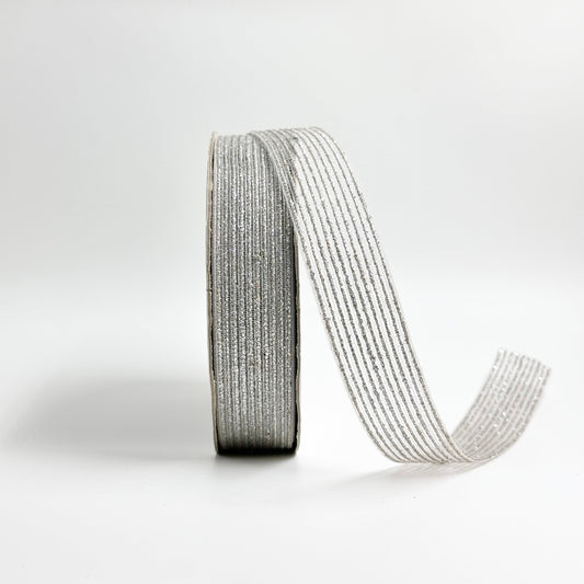 Metallic Striped Ribbon - Silver