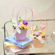Trapezoid Embossed Flower Bag - 5 pcs Prismribbons