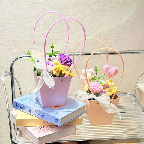 Trapezoid Embossed Flower Bag - 5 pcs Prismribbons