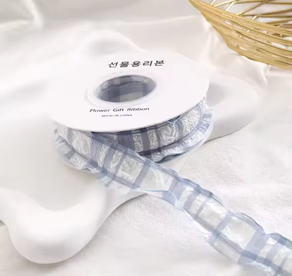 Plaid Crumpled Ribbon (1 inch) (9 Meters)