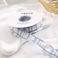 Plaid Crumpled Ribbon (1 inch) (9 Meters)