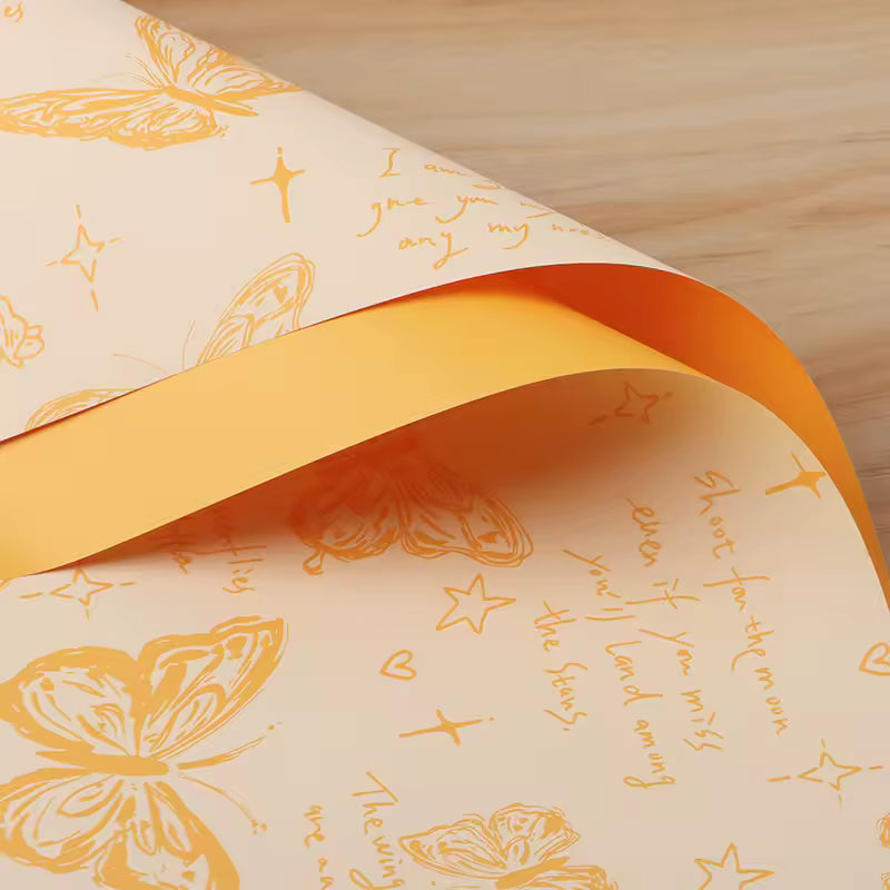 Yellow Butterfly Bouquet Wrapping sheet - (20 Sheets)