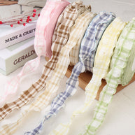 Plaid Crumpled Ribbon (1 inch) (9 Meters)
