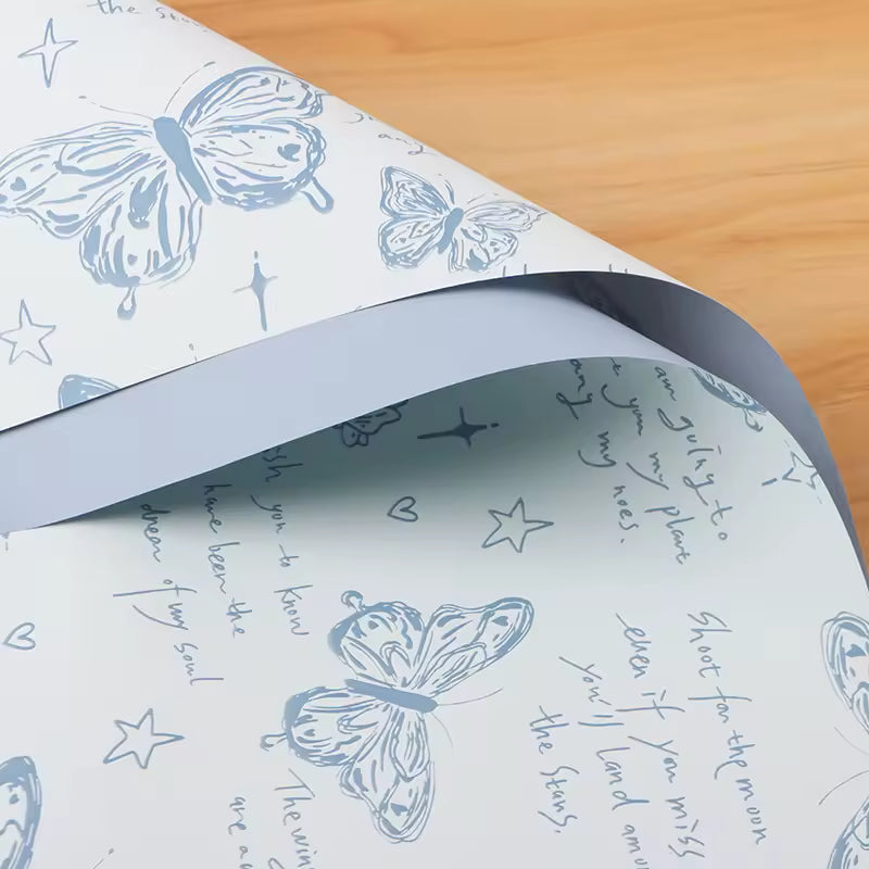 Sky Blue Butterfly Bouquet Wrapping sheet - (20 Sheets)
