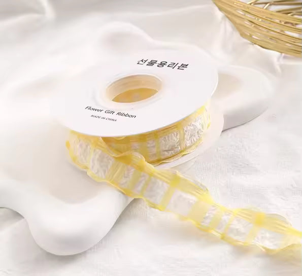 Plaid Crumpled Ribbon (1 inch) (9 Meters)