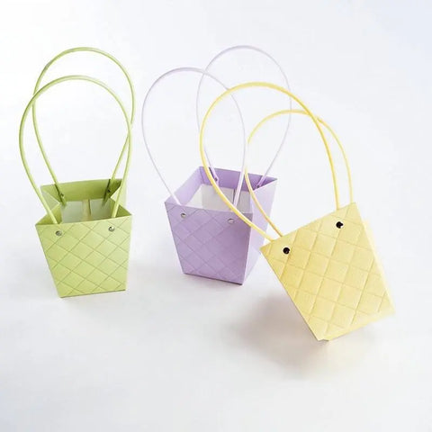 Trapezoid Embossed Flower Bag - 5 pcs Prismribbons