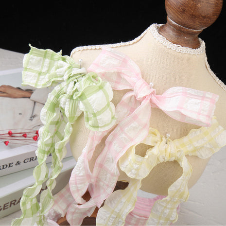 Plaid Crumpled Ribbon (1 inch) (9 Meters)