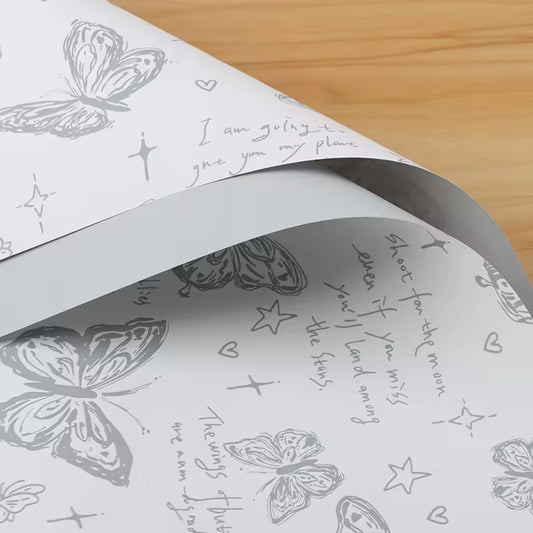 Grey Butterfly Bouquet Wrapping sheet - (20 Sheets)