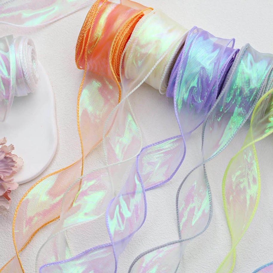 Iridescent Wavy Organza Ribbon - 1.5 inch (9 Meters) - Prismribbons