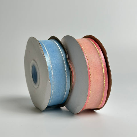 Satin Edge Organza Ribbon - Blue & Pink Combo (1 inch) (9 meters)