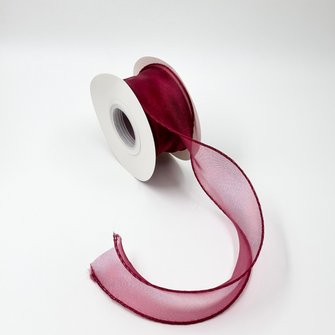 Wavy Organza Ribbon - Maroon (1.5 inch) (9 meters)