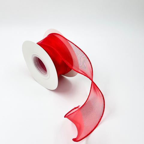 Wavy Organza Ribbon - Red - Prismribbons