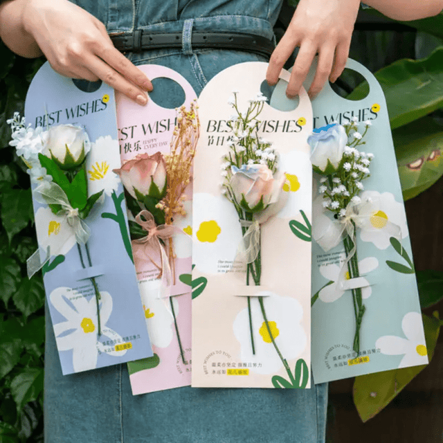 'Best Wishes' Flower card - 10pcs - Prismribbons