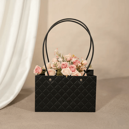 Black Waterproof Embossed Floral Gift Bag (Pack of 5) - Prismribbons