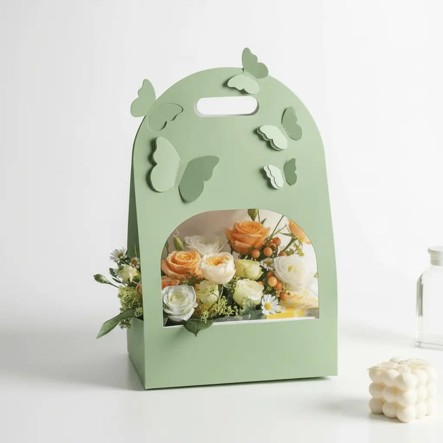 Butterfly Flower Arrangement Bag (5pcs) - Sage Green - Prismribbons