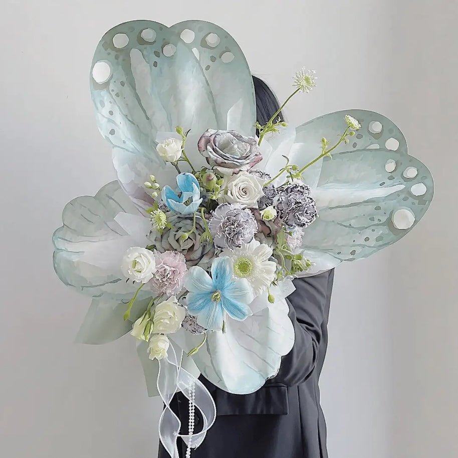 Butterfly Wings Wrapping Paper - 10 sets - Mint & Pink - Prismribbons