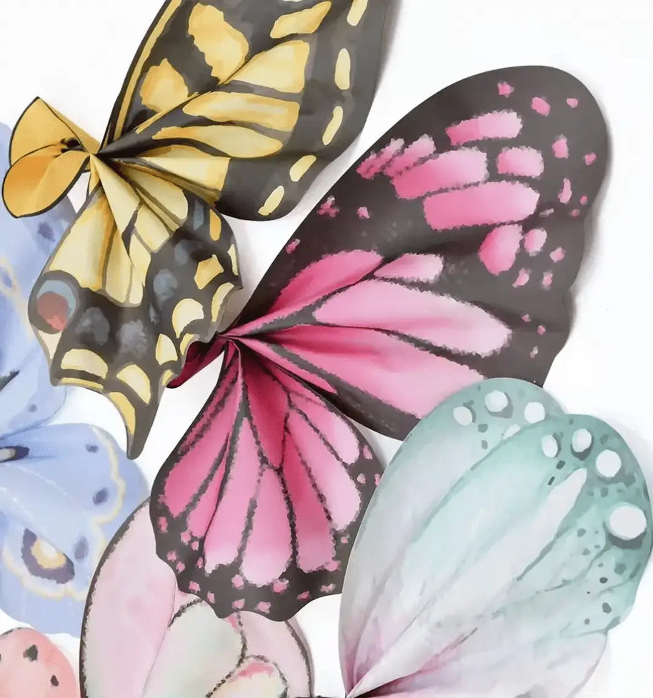 Butterfly Wings Wrapping Paper - 10 sets - Mint & Pink - Prismribbons