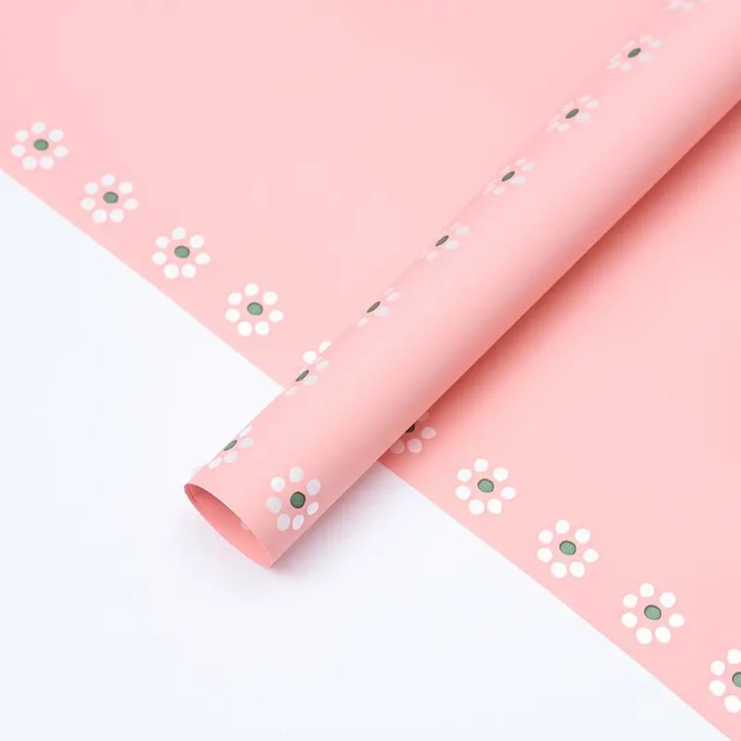 Dot Flower Bouquet Wrapping sheet - Pink (20 Sheets) - Prismribbons