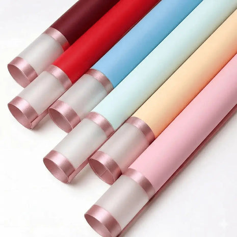 Double Rose Gold Rim Wrapping Sheets - 20 sheets - Pink - Prismribbons
