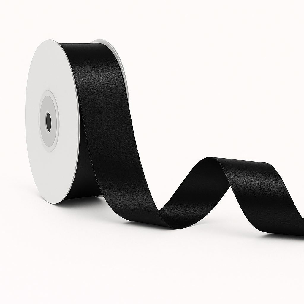 Double - sided Satin Ribbon - Black - Prismribbons