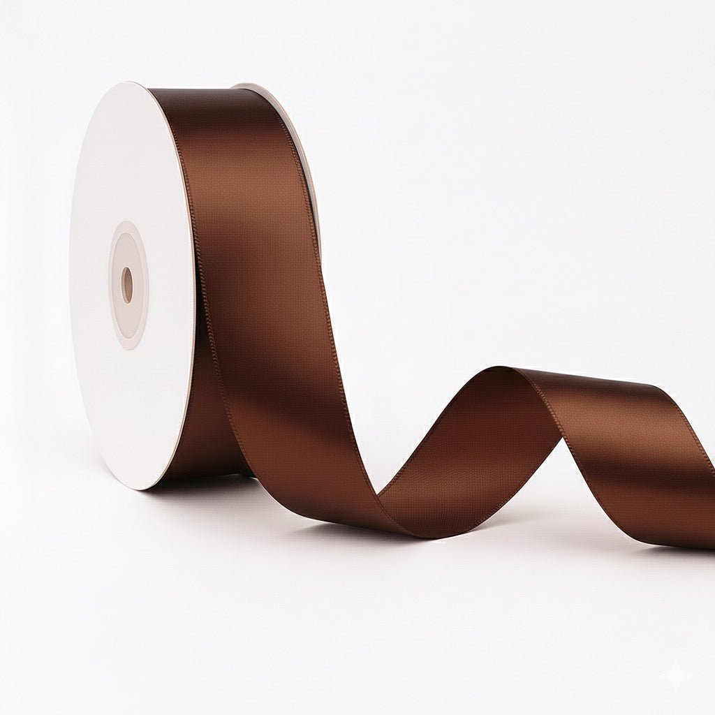 Double - sided Satin Ribbon - Coffee - Prismribbons