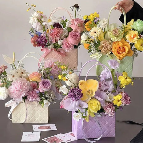 Embossed Flower/Hamper Bag (5 pcs) - Assorted - Prismribbons
