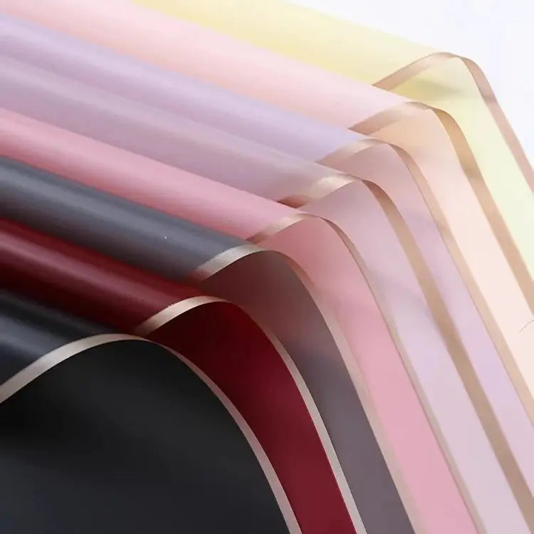 Gold Rim Bouquet Wrapping Sheets (20 sheets) - Dusty Pink - Prismribbons