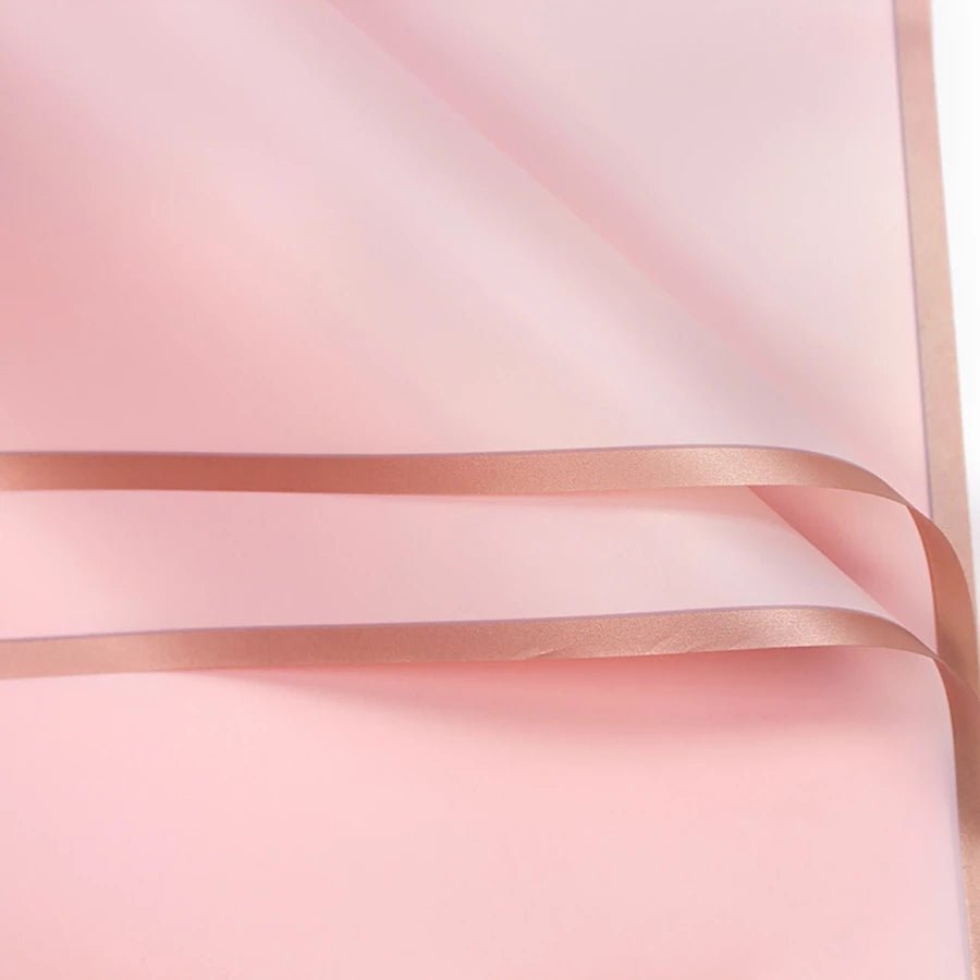 Gold Rim Bouquet Wrapping Sheets - 20 sheets - Baby Pink - Prismribbons