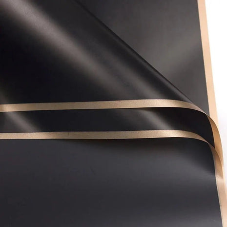 Gold Rim Bouquet Wrapping Sheets - 20 sheets - Black - Prismribbons