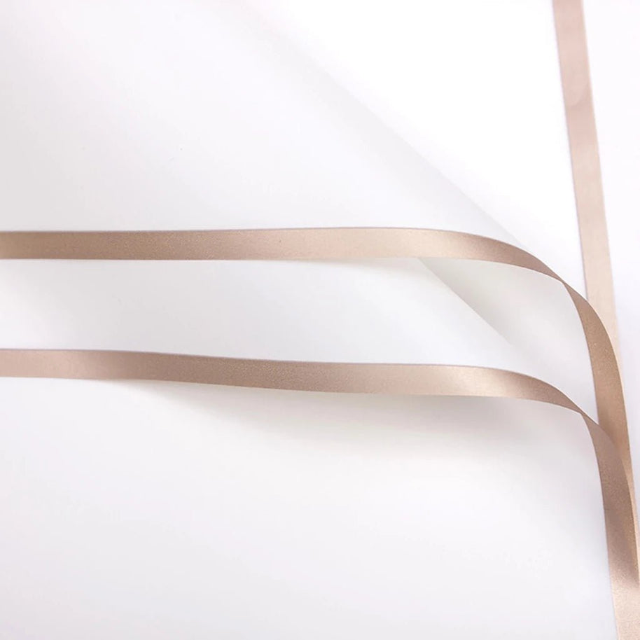 Gold Rim Bouquet Wrapping Sheets - 20 sheets - White - Prismribbons