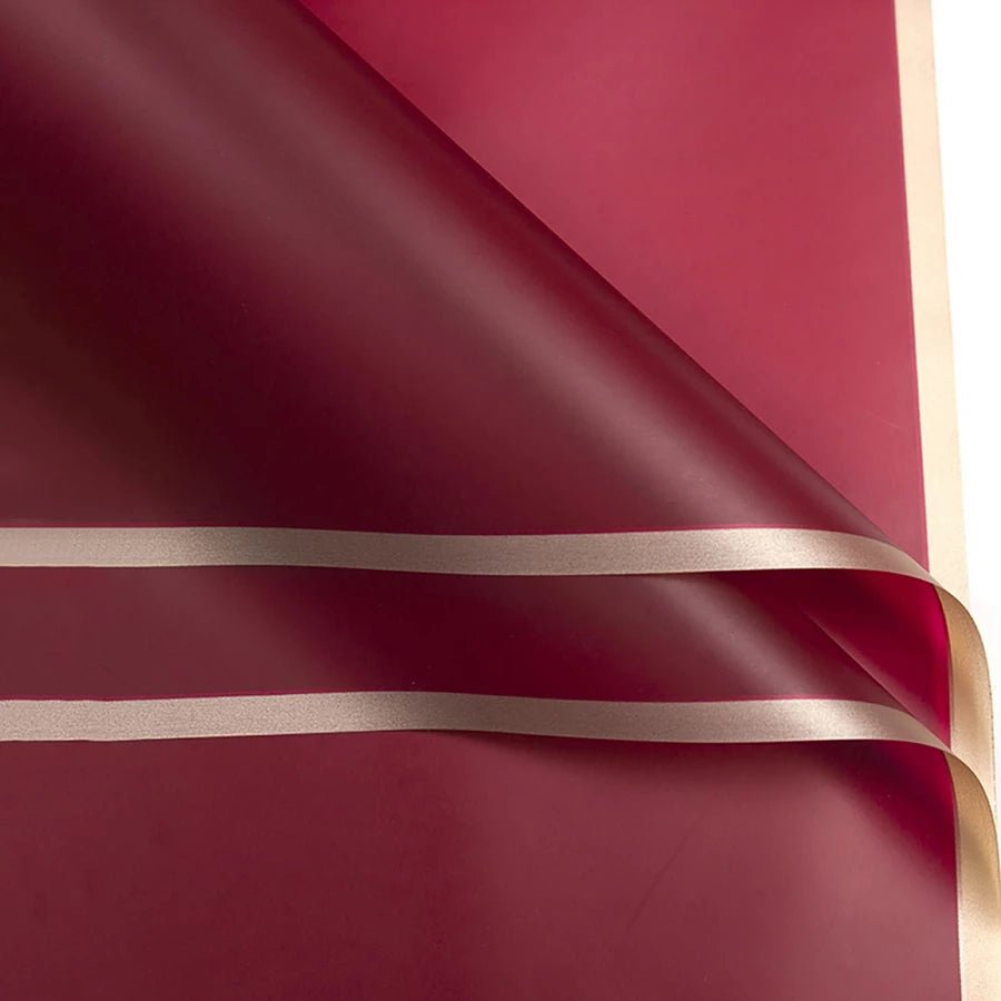 Gold Rim Bouquet Wrapping Sheets - Maroon (20 sheets) - Prismribbons