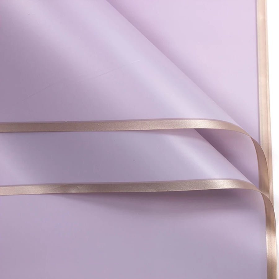 Gold Rim Bouquet Wrapping Sheets - Purple (20 sheets) - Prismribbons
