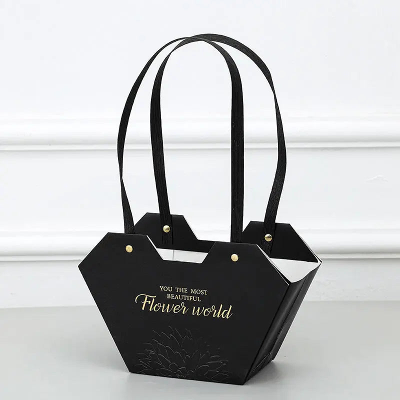 Heart Fold Flower Bag (5pcs) - Black - Prismribbons