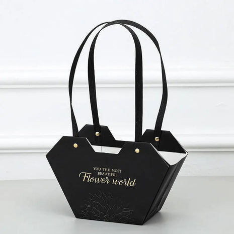 Heart Fold Flower Bag (5pcs) - Black - Prismribbons