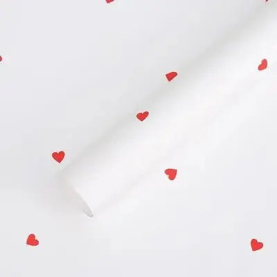 Heart Pattern Wrapping Sheets - 20 sheets - White & Red - Prismribbons