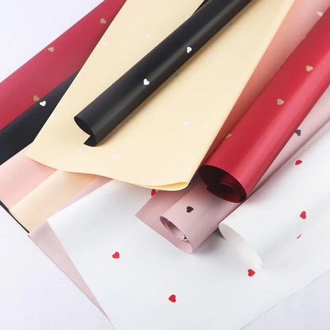 Heart Pattern Wrapping Sheets - 20 sheets - White & Red - Prismribbons