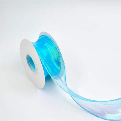 Iridescent Wavy Organza - Blue - Prismribbons